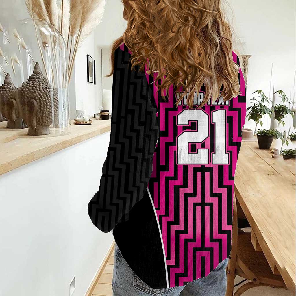 Custom Basketball New Zealand Women Casual Shirt Pink Maori Ta Moko Indigenous LT9 - Polynesian Pride