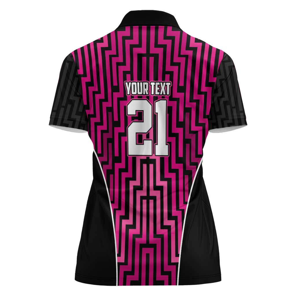 Custom Basketball New Zealand Women Polo Shirt Pink Maori Ta Moko Indigenous LT9 - Polynesian Pride