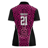 Custom Basketball New Zealand Women Polo Shirt Pink Maori Ta Moko Indigenous LT9 - Polynesian Pride