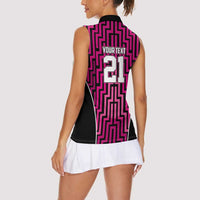 Custom Basketball New Zealand Women Sleeveless Polo Shirt Pink Maori Ta Moko Indigenous LT9 - Polynesian Pride