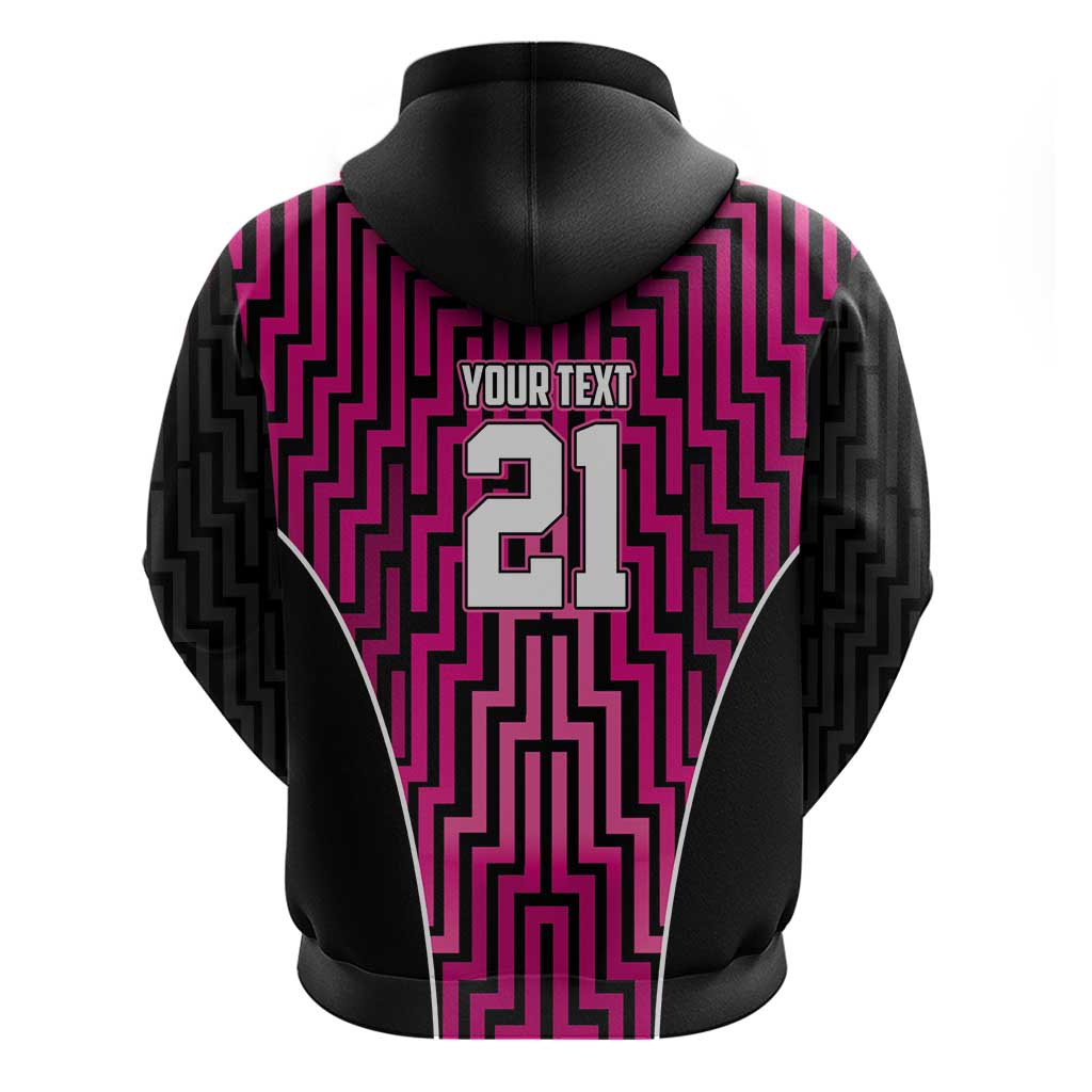 Custom Basketball New Zealand Zip Hoodie Pink Maori Ta Moko Indigenous - Polynesian Pride