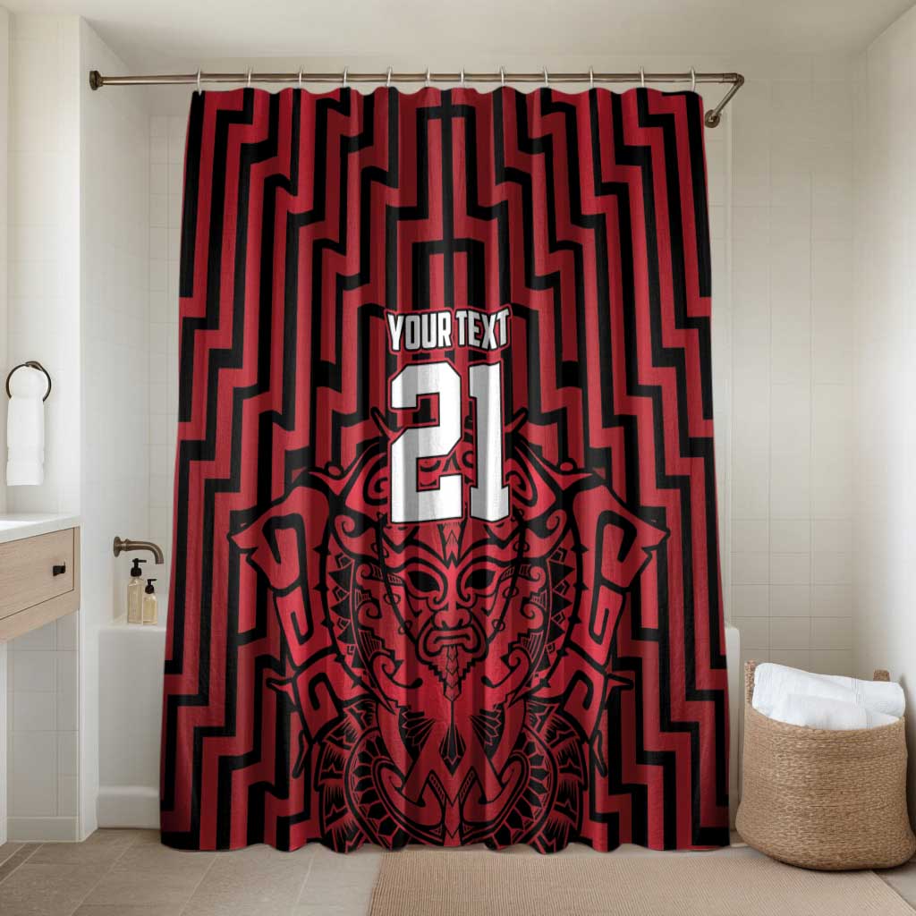 Custom Basketball New Zealand Bathroom Set Red Maori Ta Moko Indigenous - Polynesian Pride