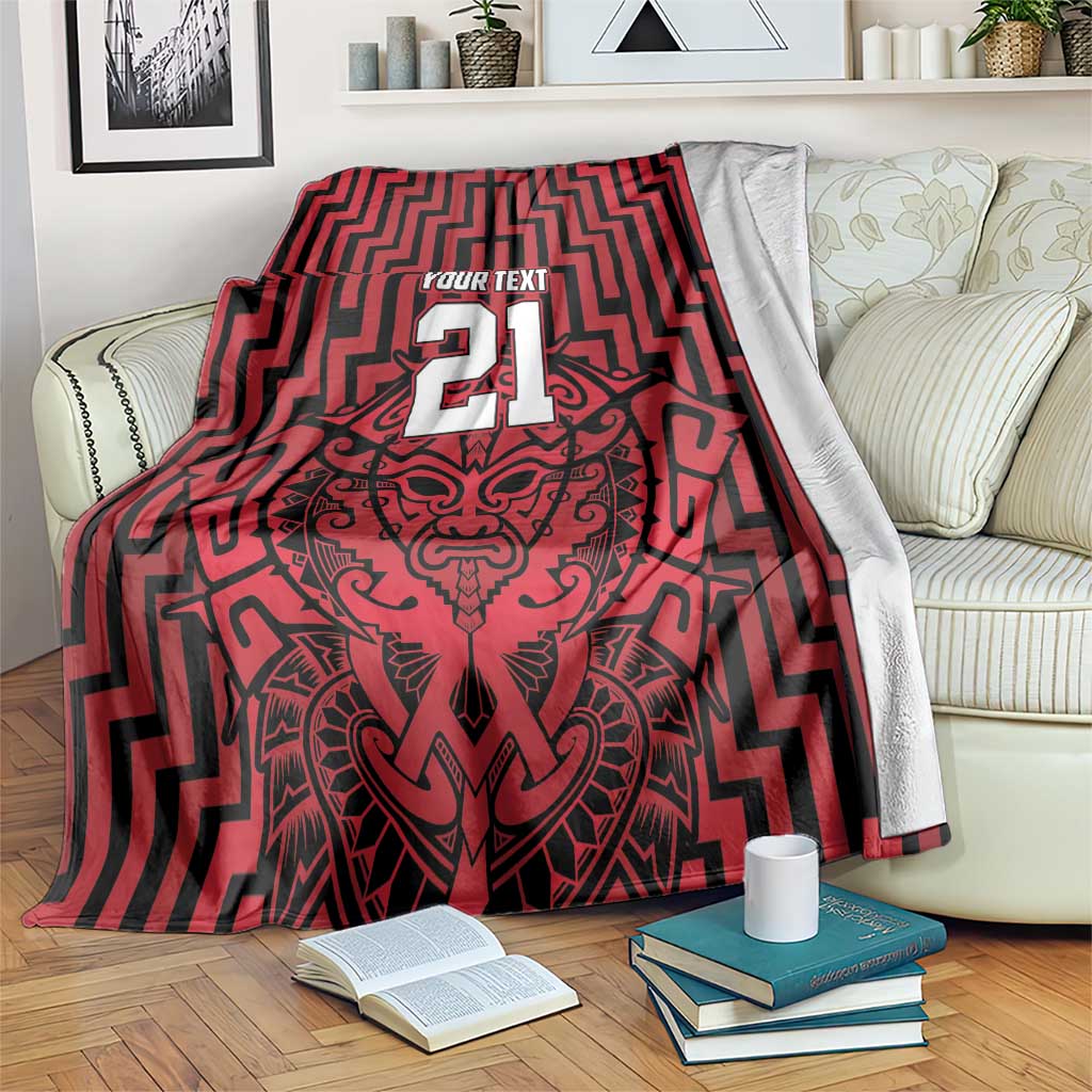 Custom Basketball New Zealand Blanket Red Maori Ta Moko Indigenous LT9 Red - Polynesian Pride