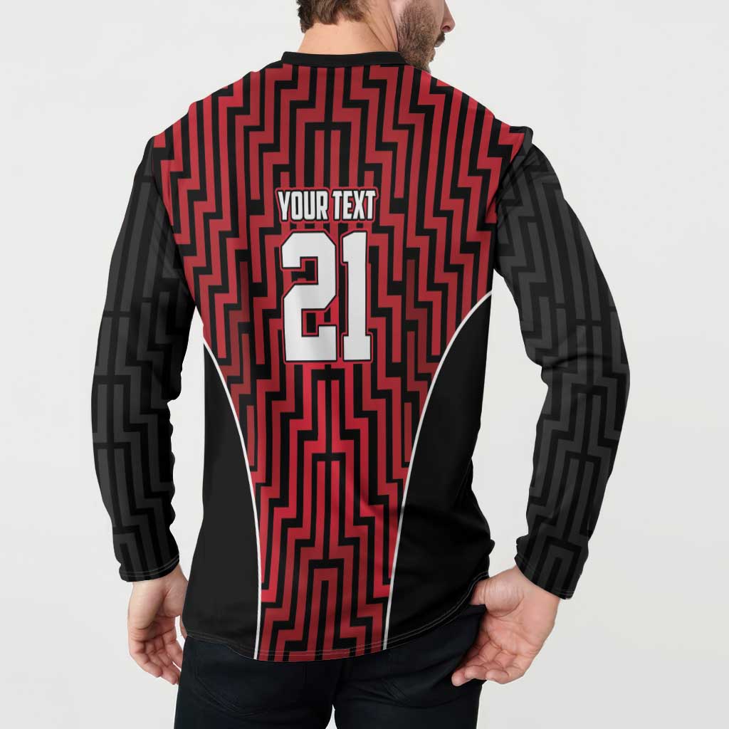 Custom Basketball New Zealand Button Sweatshirt Red Maori Ta Moko Indigenous - Polynesian Pride