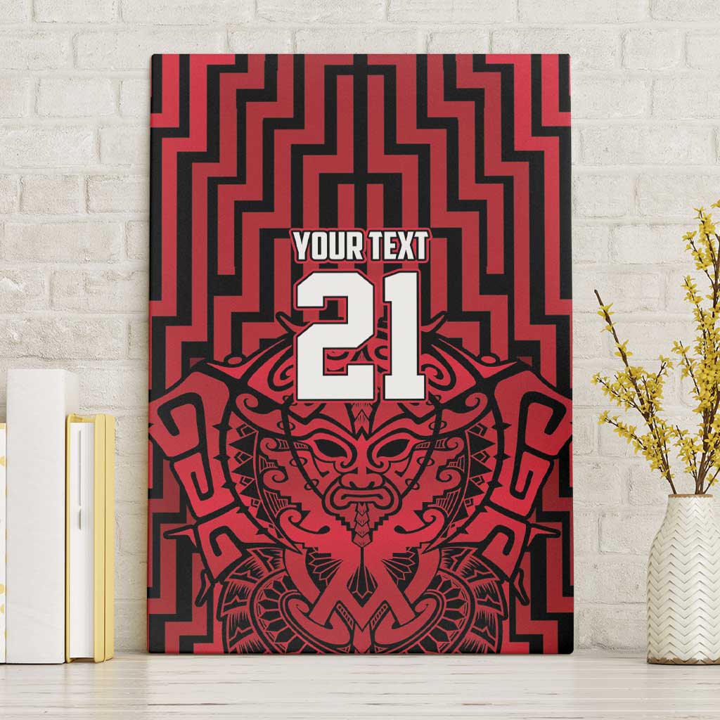 Custom Basketball New Zealand Canvas Wall Art Red Maori Ta Moko Indigenous - Polynesian Pride