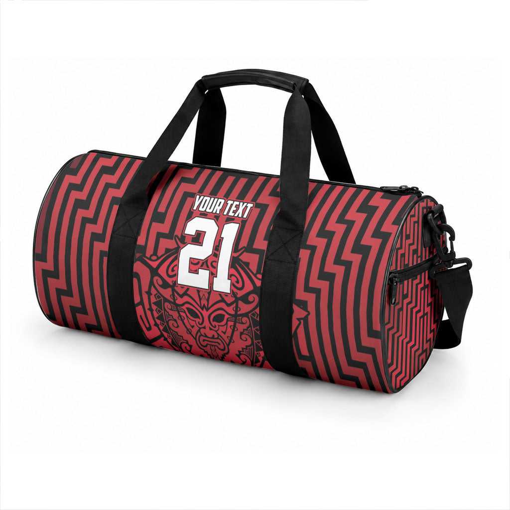 Custom Basketball New Zealand Duffle Bag Red Maori Ta Moko Indigenous LT9 - Polynesian Pride