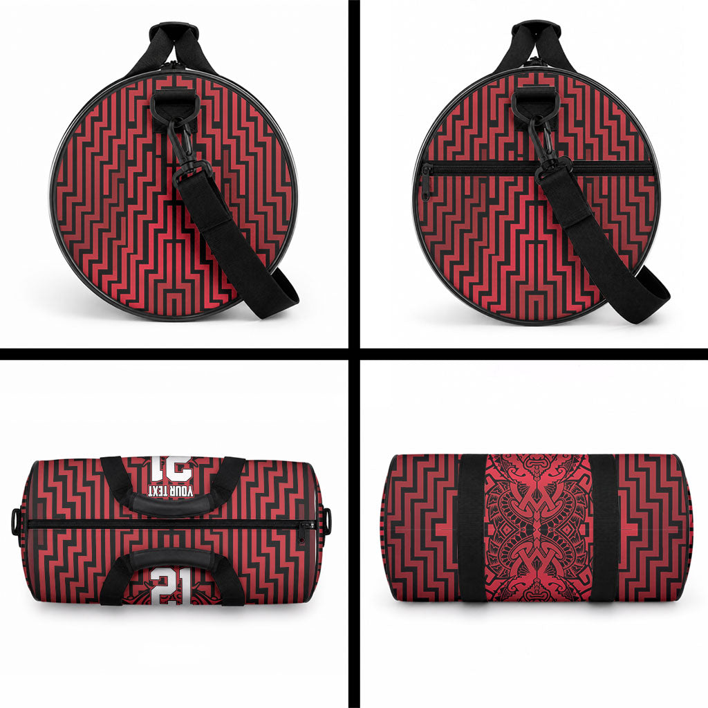 Custom Basketball New Zealand Duffle Bag Red Maori Ta Moko Indigenous LT9 - Polynesian Pride