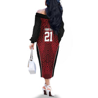 Custom Basketball New Zealand Family Matching Off The Shoulder Long Sleeve Dress and Hawaiian Shirt Red Maori Ta Moko Indigenous - Polynesian Pride