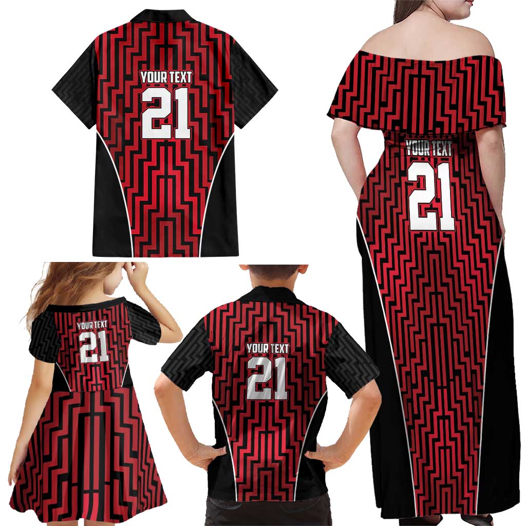 Custom Basketball New Zealand Family Matching Off Shoulder Maxi Dress and Hawaiian Shirt Red Maori Ta Moko Indigenous LT9 - Polynesian Pride