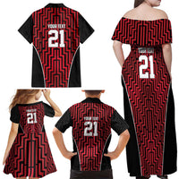 Custom Basketball New Zealand Family Matching Off Shoulder Maxi Dress and Hawaiian Shirt Red Maori Ta Moko Indigenous LT9 - Polynesian Pride