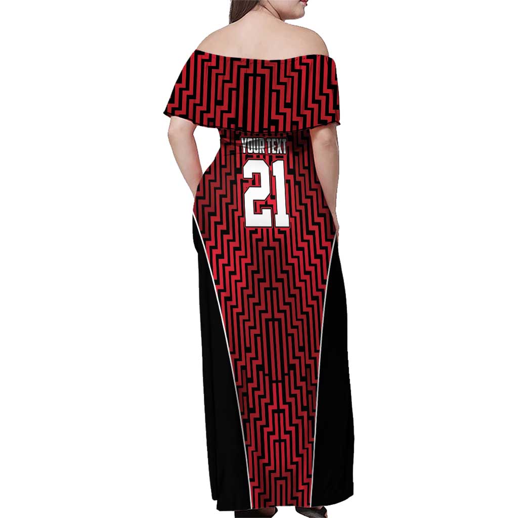 Custom Basketball New Zealand Family Matching Off Shoulder Maxi Dress and Hawaiian Shirt Red Maori Ta Moko Indigenous LT9 - Polynesian Pride