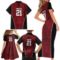 Custom Basketball New Zealand Family Matching Short Sleeve Bodycon Dress and Hawaiian Shirt Red Maori Ta Moko Indigenous LT9 - Polynesian Pride