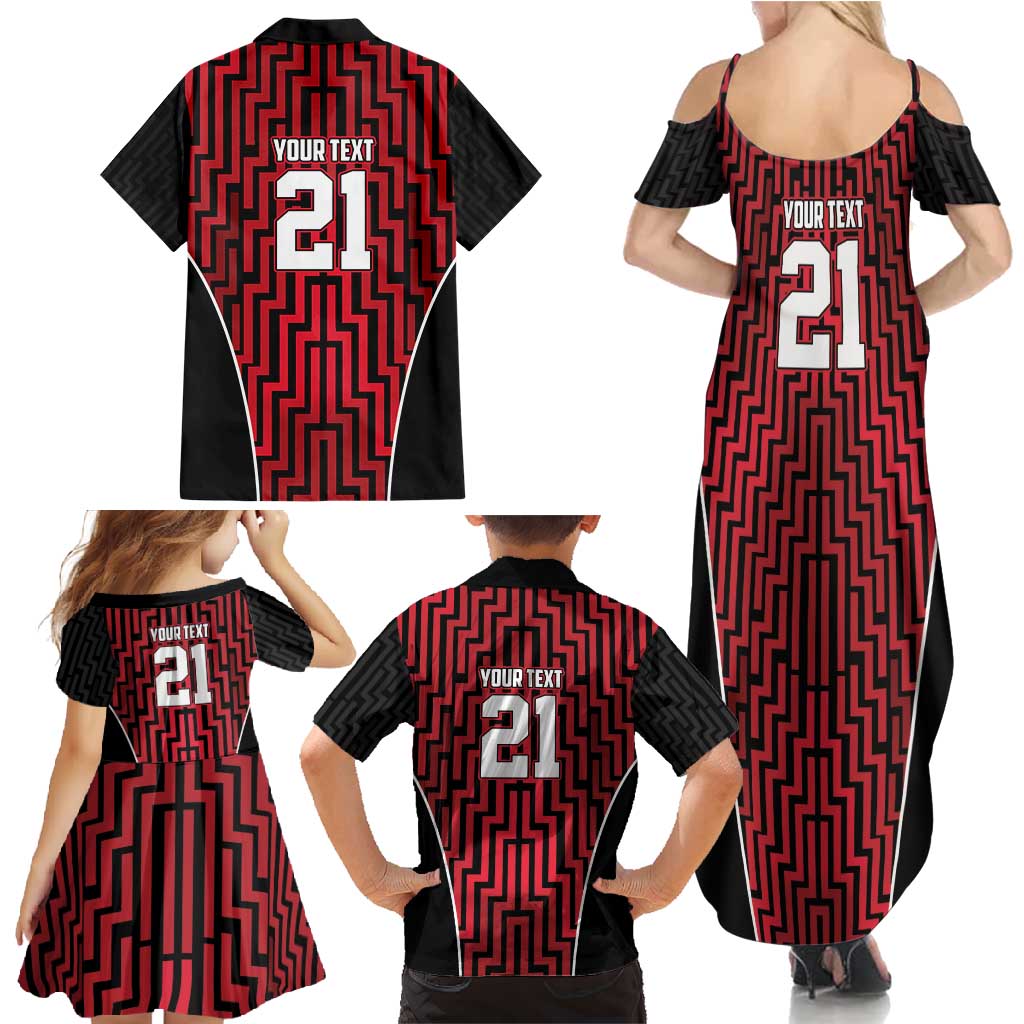 Custom Basketball New Zealand Family Matching Summer Maxi Dress and Hawaiian Shirt Red Maori Ta Moko Indigenous LT9 - Polynesian Pride