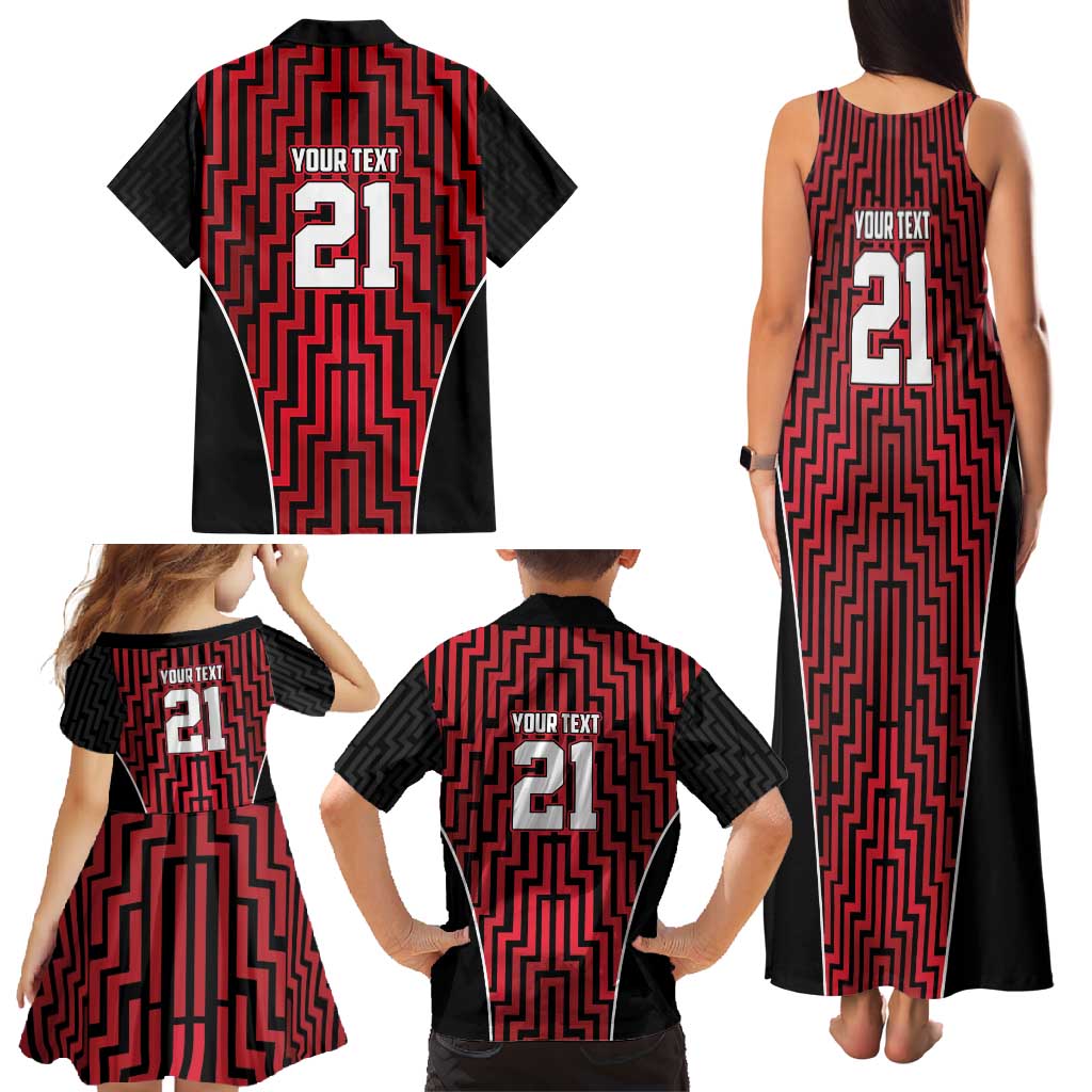 Custom Basketball New Zealand Family Matching Tank Maxi Dress and Hawaiian Shirt Red Maori Ta Moko Indigenous LT9 - Polynesian Pride