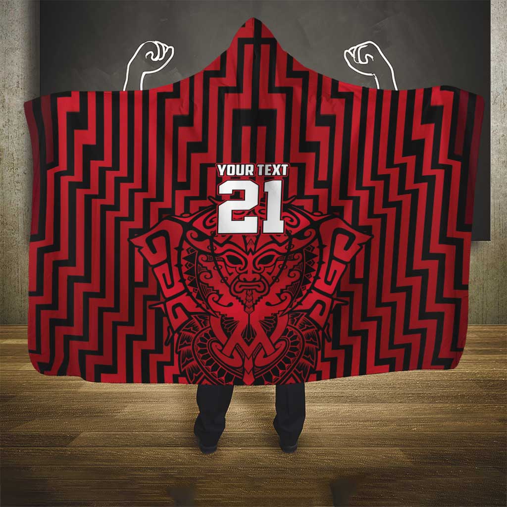 Custom Basketball New Zealand Hooded Blanket Red Maori Ta Moko Indigenous - Polynesian Pride