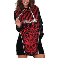 Custom Basketball New Zealand Hoodie Dress Red Maori Ta Moko Indigenous LT9 Red - Polynesian Pride