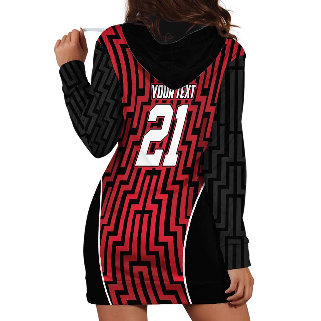Custom Basketball New Zealand Hoodie Dress Red Maori Ta Moko Indigenous LT9 - Polynesian Pride