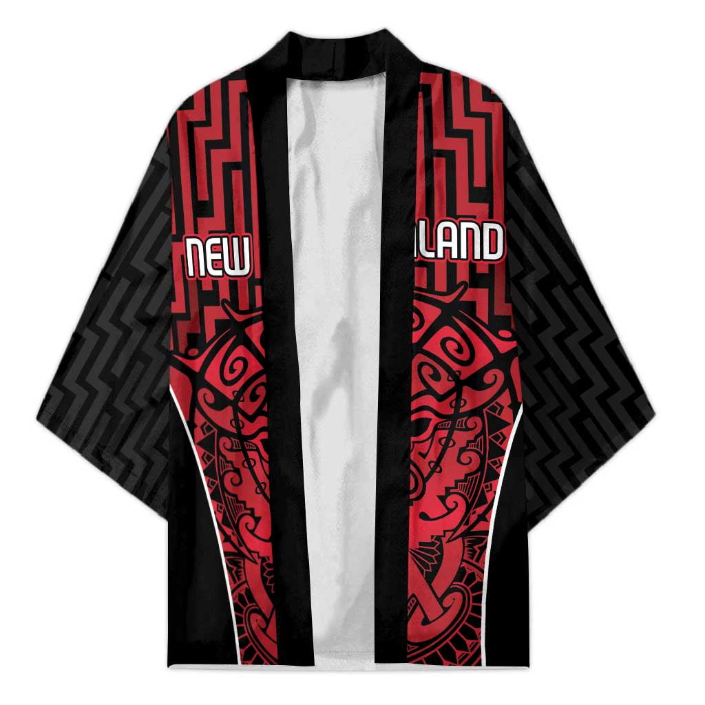 Custom Basketball New Zealand Kimono Red Maori Ta Moko Indigenous LT9 Unisex Red - Polynesian Pride