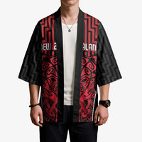 Custom Basketball New Zealand Kimono Red Maori Ta Moko Indigenous LT9 - Polynesian Pride