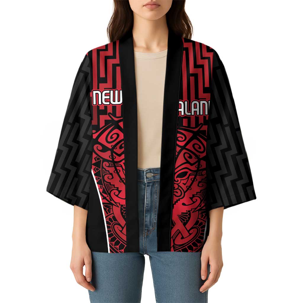 Custom Basketball New Zealand Kimono Red Maori Ta Moko Indigenous LT9 - Polynesian Pride