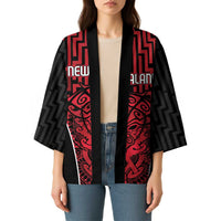 Custom Basketball New Zealand Kimono Red Maori Ta Moko Indigenous LT9 - Polynesian Pride