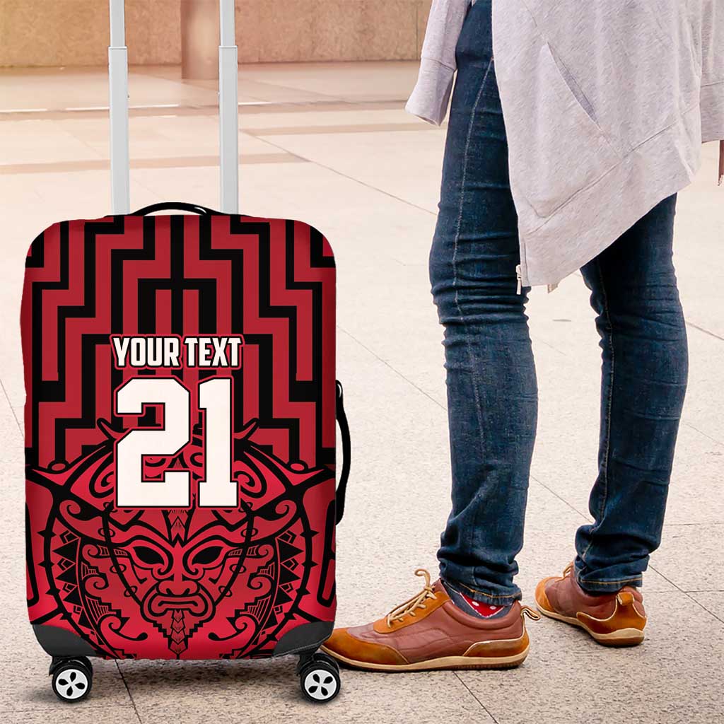 Custom Basketball New Zealand Luggage Cover Red Maori Ta Moko Indigenous - Polynesian Pride