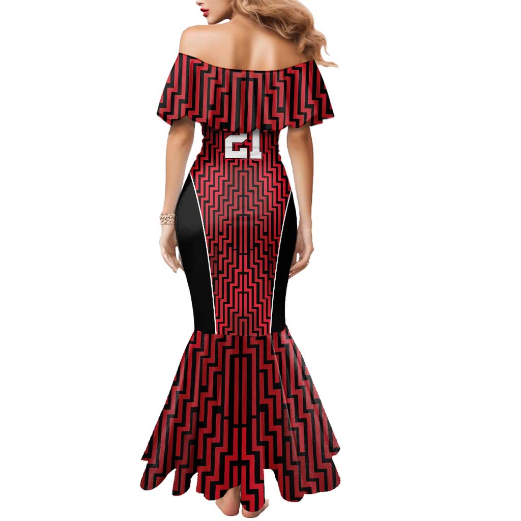 Custom Basketball New Zealand Mermaid Dress Red Maori Ta Moko Indigenous - Polynesian Pride