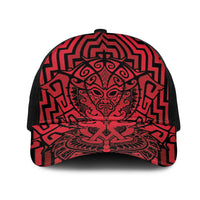 Basketball New Zealand Mesh Trucker Cap Red Maori Ta Moko Indigenous - Polynesian Pride