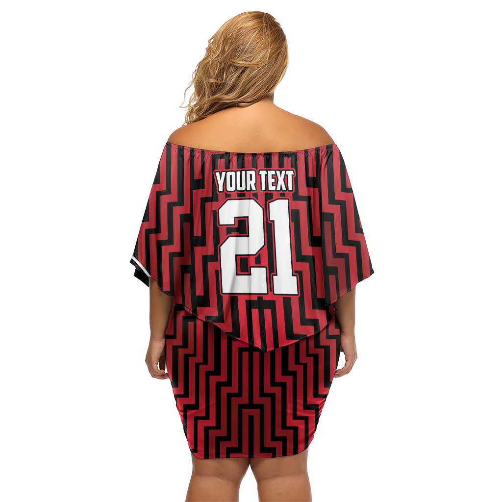 Custom Basketball New Zealand Off Shoulder Short Dress Red Maori Ta Moko Indigenous - Polynesian Pride
