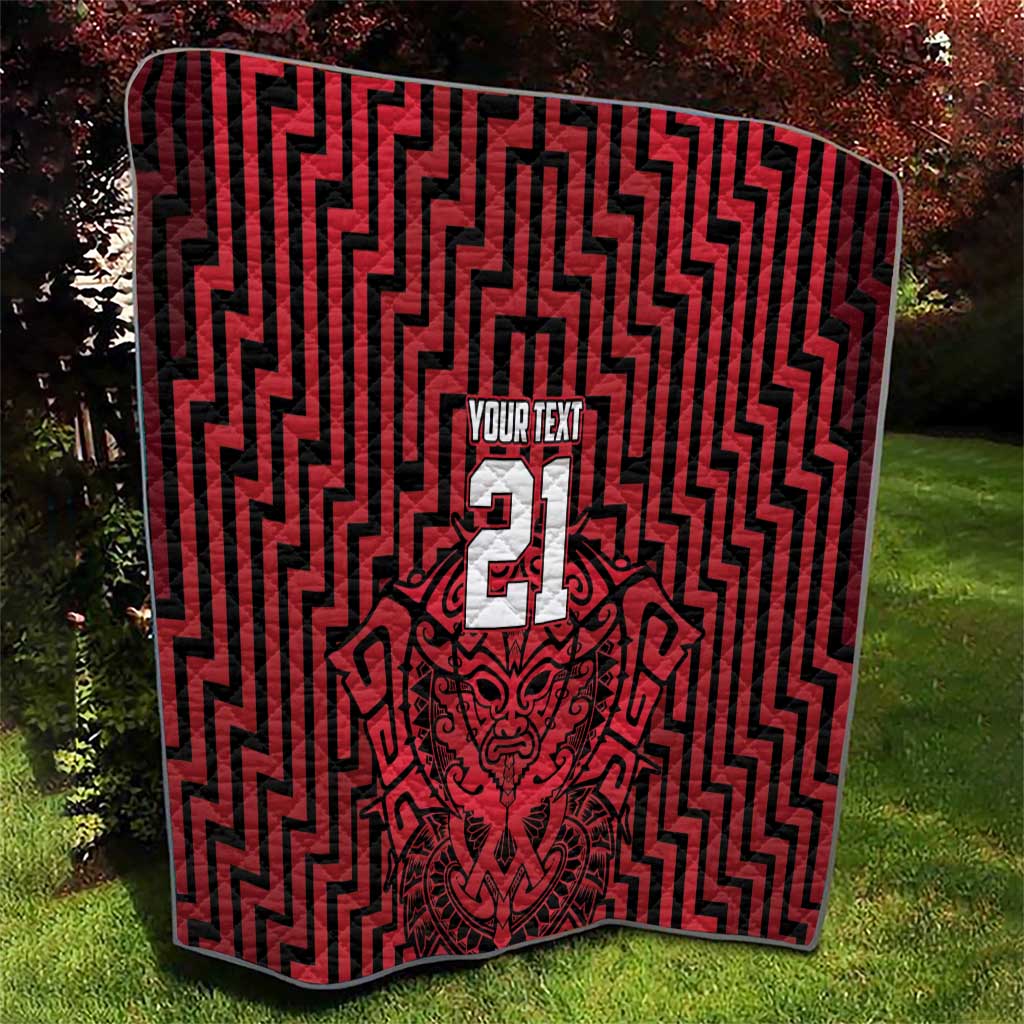 Custom Basketball New Zealand Quilt Red Maori Ta Moko Indigenous - Polynesian Pride