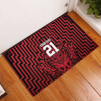 Custom Basketball New Zealand Rubber Doormat Red Maori Ta Moko Indigenous - Polynesian Pride