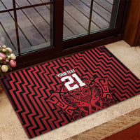 Custom Basketball New Zealand Rubber Doormat Red Maori Ta Moko Indigenous - Polynesian Pride