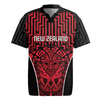 Custom Basketball New Zealand Rugby Jersey Red Maori Ta Moko Indigenous - Polynesian Pride