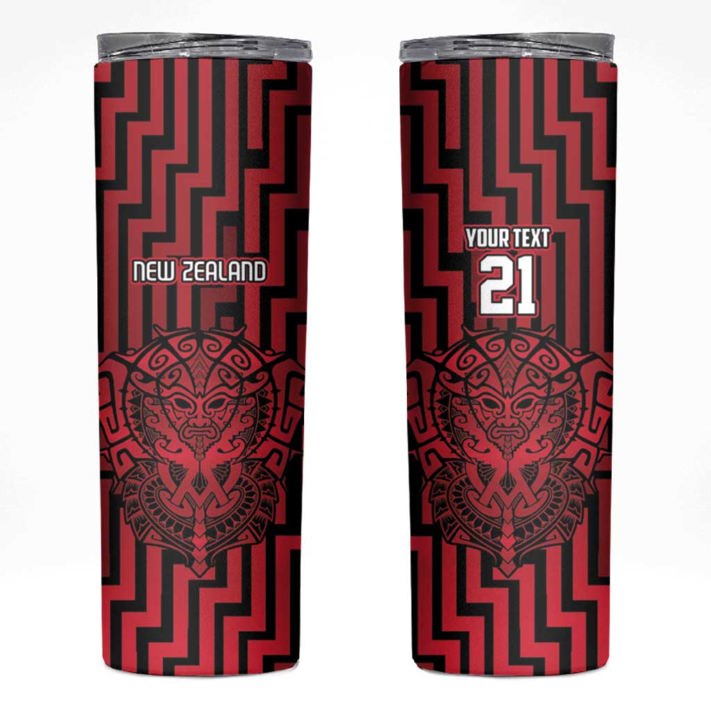 Custom Basketball New Zealand Skinny Tumbler Red Maori Ta Moko Indigenous LT9 Red - Polynesian Pride