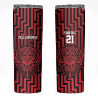 Custom Basketball New Zealand Skinny Tumbler Red Maori Ta Moko Indigenous LT9 Red - Polynesian Pride