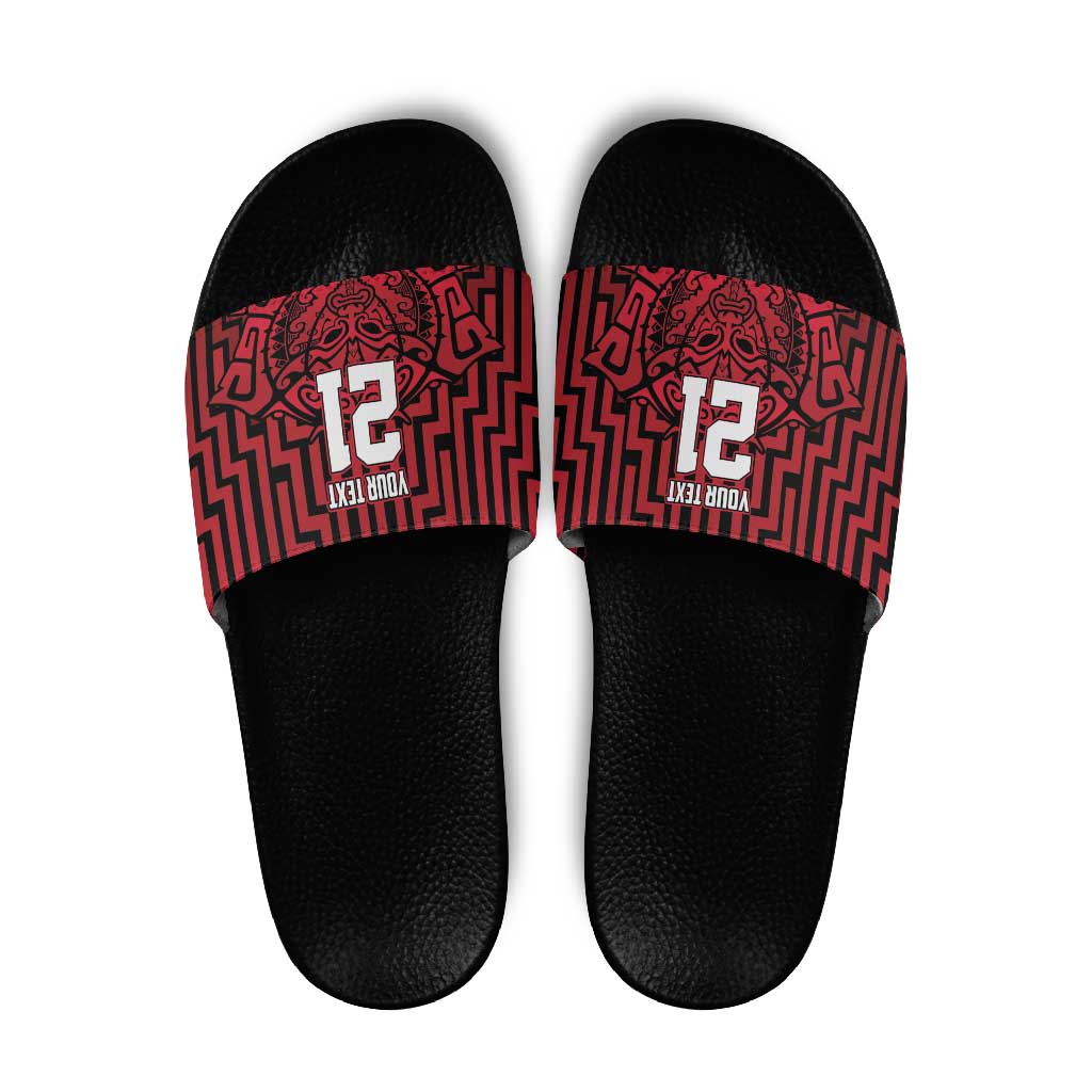 Custom Basketball New Zealand Slide Sandals Red Maori Ta Moko Indigenous - Polynesian Pride