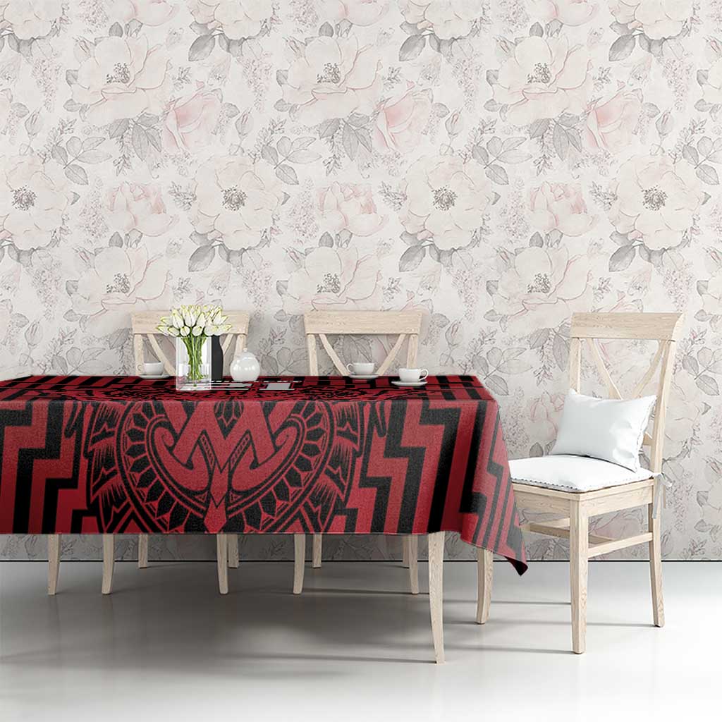 Custom Basketball New Zealand Tablecloth Red Maori Ta Moko Indigenous - Polynesian Pride