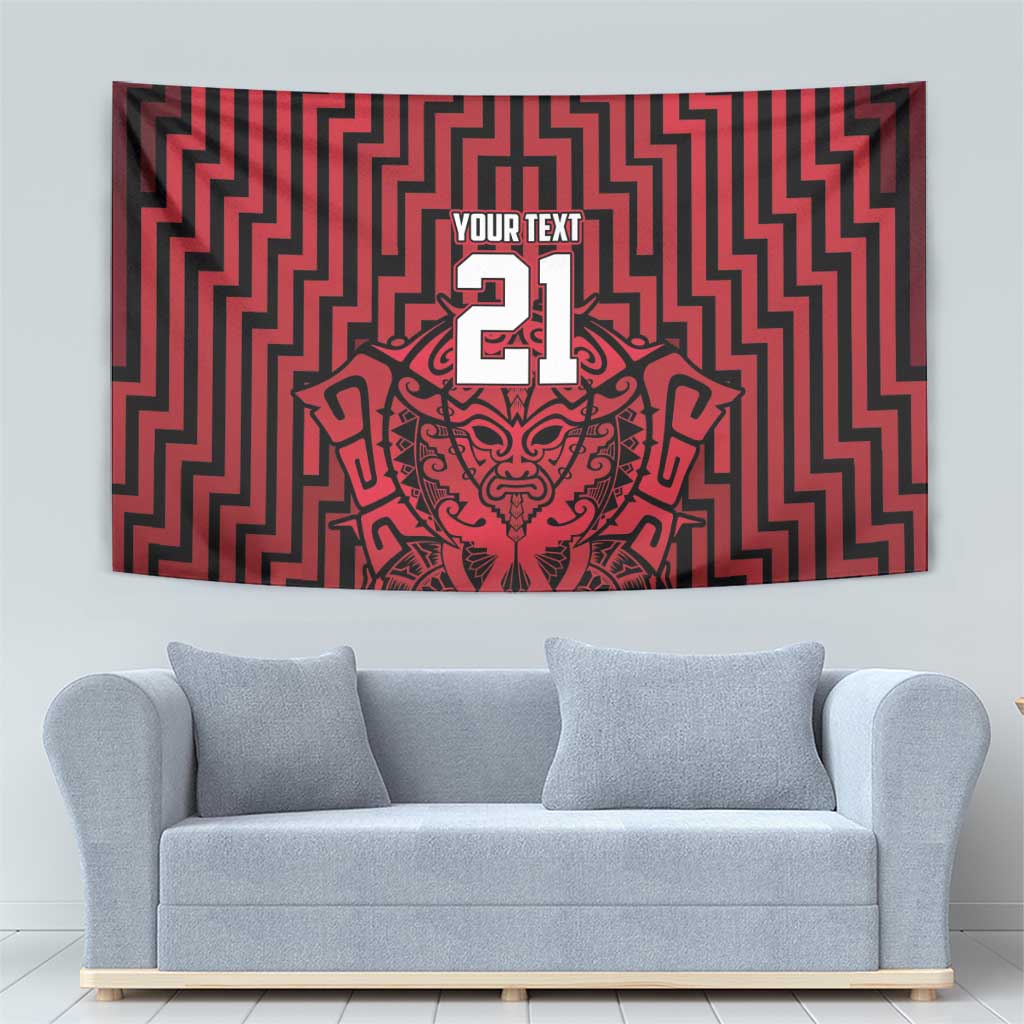 Custom Basketball New Zealand Tapestry Red Maori Ta Moko Indigenous - Polynesian Pride