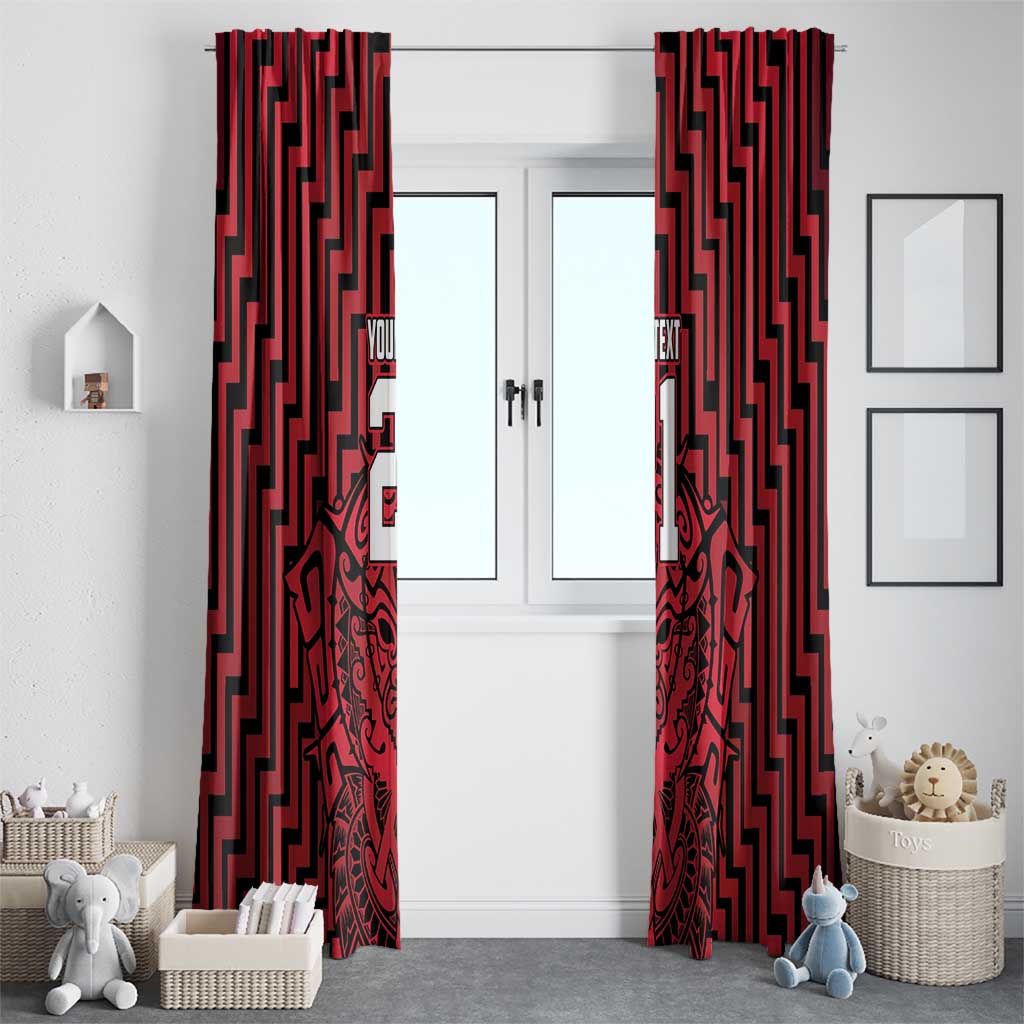 Custom Basketball New Zealand Window Curtain Red Maori Ta Moko Indigenous - Polynesian Pride