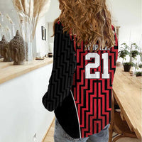 Custom Basketball New Zealand Women Casual Shirt Red Maori Ta Moko Indigenous LT9 - Polynesian Pride