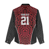 Custom Basketball New Zealand Women Casual Shirt Red Maori Ta Moko Indigenous LT9 - Polynesian Pride