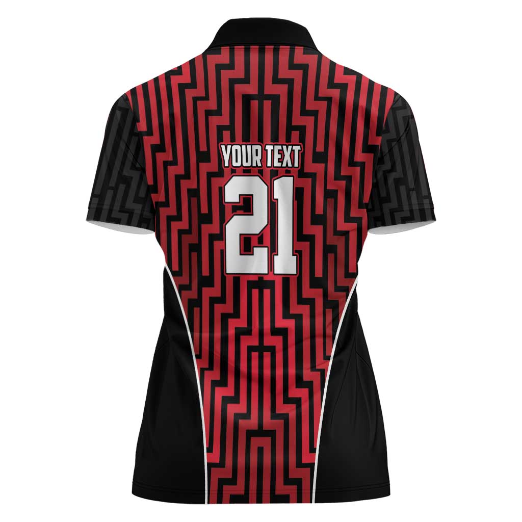 Custom Basketball New Zealand Women Polo Shirt Red Maori Ta Moko Indigenous LT9 - Polynesian Pride