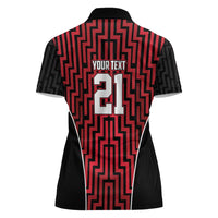 Custom Basketball New Zealand Women Polo Shirt Red Maori Ta Moko Indigenous LT9 - Polynesian Pride