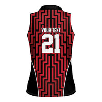 Custom Basketball New Zealand Women Sleeveless Polo Shirt Red Maori Ta Moko Indigenous LT9 - Polynesian Pride