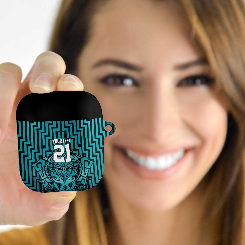 Custom Basketball New Zealand AirPods Case Teal Maori Ta Moko Indigenous - Polynesian Pride