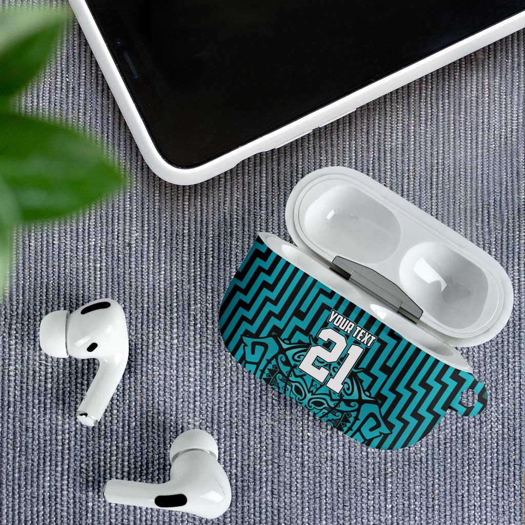 Custom Basketball New Zealand AirPods Case Teal Maori Ta Moko Indigenous - Polynesian Pride