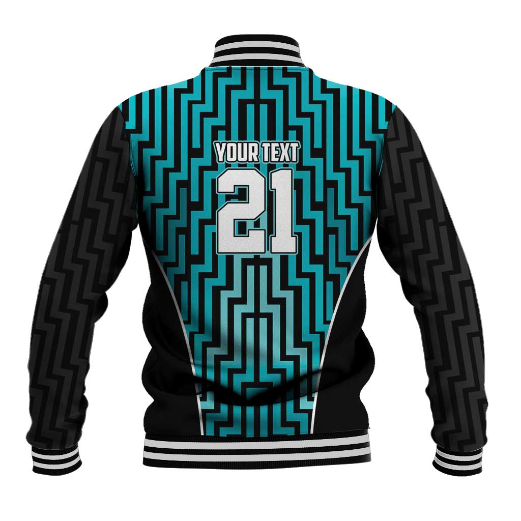 Custom Basketball New Zealand Baseball Jacket Teal Maori Ta Moko Indigenous - Polynesian Pride