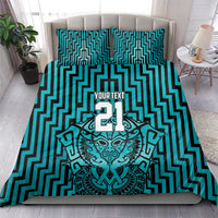 Custom Basketball New Zealand Bedding Set Teal Maori Ta Moko Indigenous LT9 - Polynesian Pride