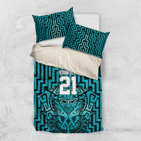 Custom Basketball New Zealand Bedding Set Teal Maori Ta Moko Indigenous LT9 US Twin 172cm x 218cm Teal - Polynesian Pride