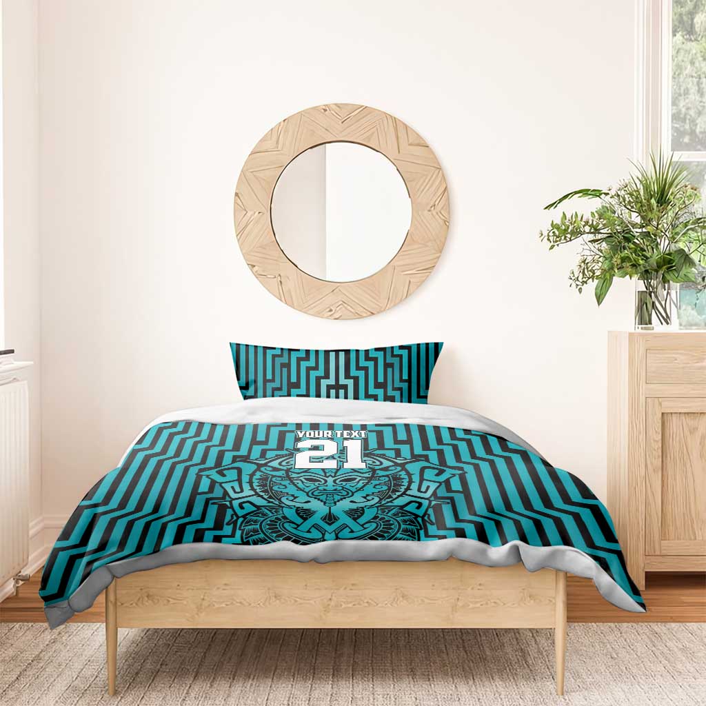 Custom Basketball New Zealand Bedding Set Teal Maori Ta Moko Indigenous LT9 - Polynesian Pride